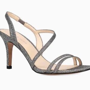 Pelle Moda Rooni mid-heel sandals sparkly silver size 8